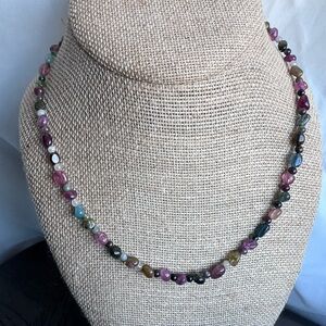 Watermelon Tourmaline necklace 18’ ( Adjustable )
